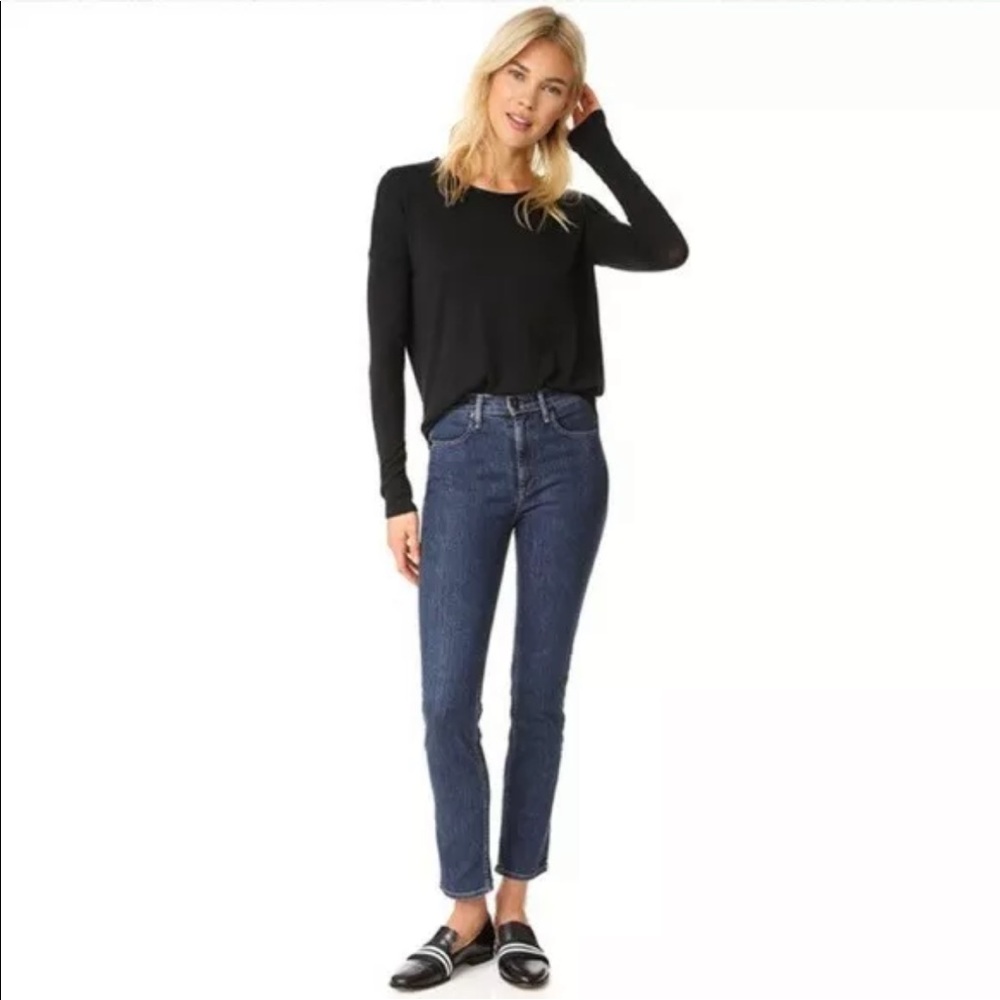 Size 32 Rag and Bone High Rise Cigarette Cut Jeans in Dark Paz Wash